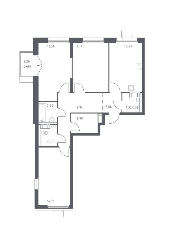 Продажа 3-комн квартиры в новостройке Мирный п., Свободы ул.,  к. 5.4