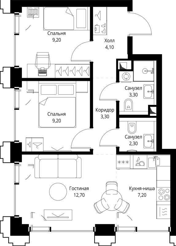 Продажа 2-комн квартиры в новостройке Москва г., Верейская ул.,  к. SET.1.3