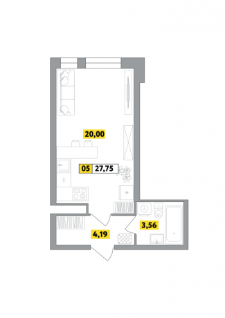 Планировка ЖК Радость, 20.00 м2