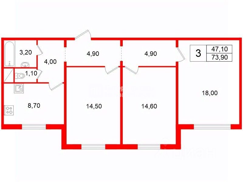 Продажа 3-комн квартиры на вторичном рынке дорога Муринская, 68к2
