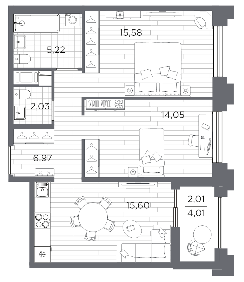 Продажа 2-комн квартиры в новостройке Санкт-Петербург г., Малый пр-кт В.О.,  к. 4