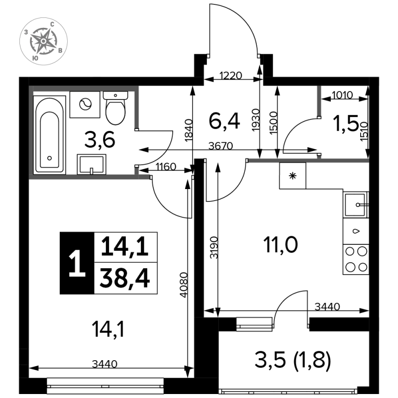 Продажа 1-комн квартиры в новостройке Битца п., Варшавское ш.,  к. 7