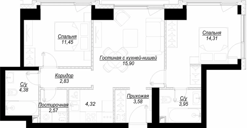 Продажа 2-комн квартиры в новостройке Москва г., 1-й Сетуньский проезд,  к. RiverSide