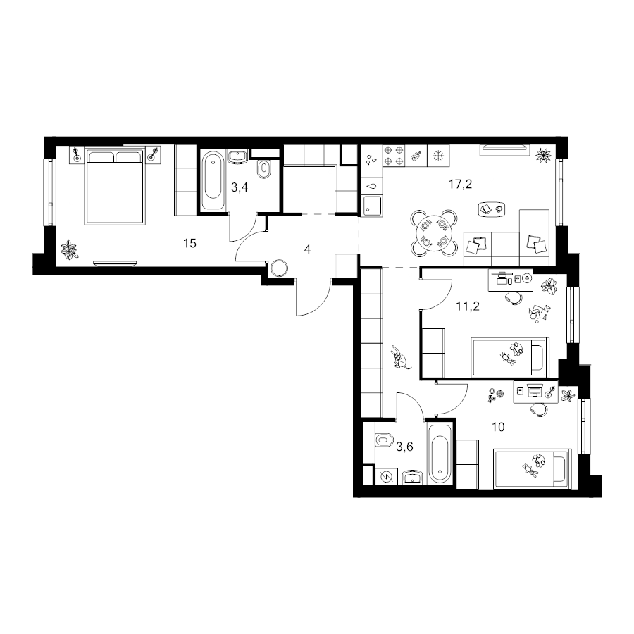 Продажа 3-комн квартиры в новостройке Москва г., Ильменский проезд,  к. 1.1.6