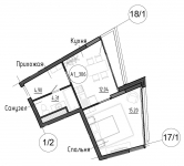 Планировка ЖК Клубный дом Рублево, 15.2 м2