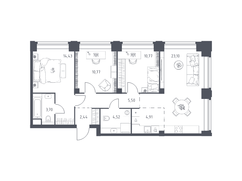 Продажа 3-комн квартиры в новостройке Москва г., Генерала Дорохова пр-кт,  к. 3