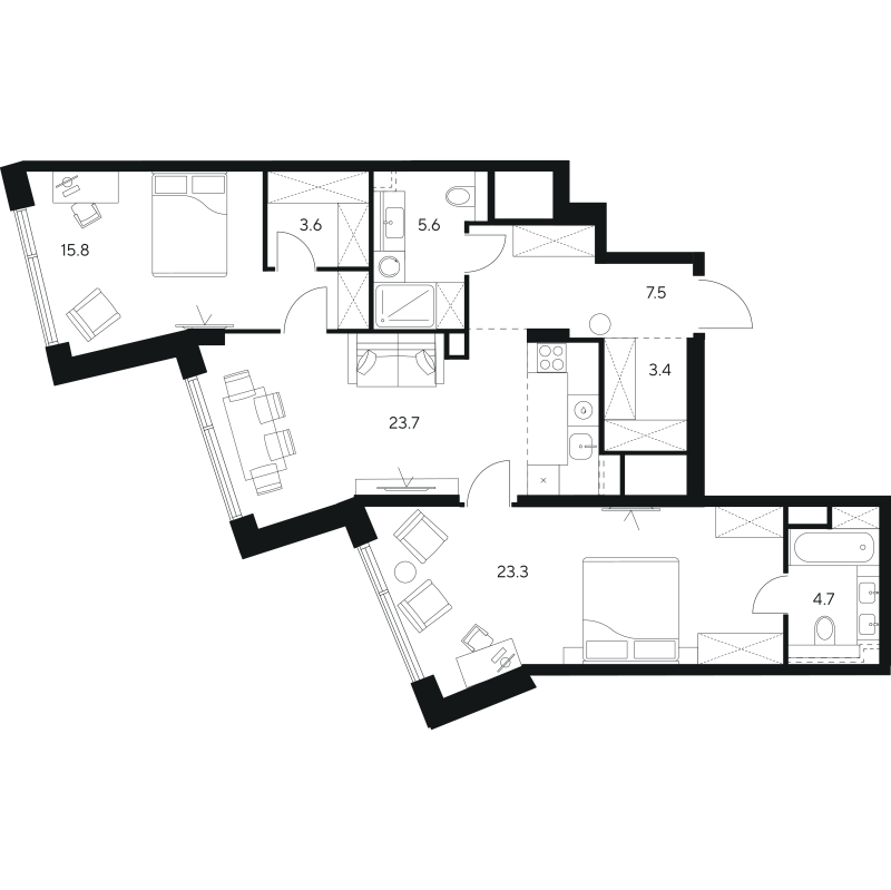 Продажа 2-комн квартиры в новостройке Москва г., Ярцевская ул.,  к. 1