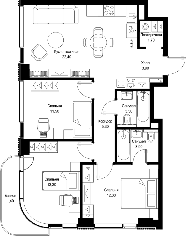 Продажа 3-комн квартиры в новостройке Москва г., Вишнёвая ул.,  к. 1