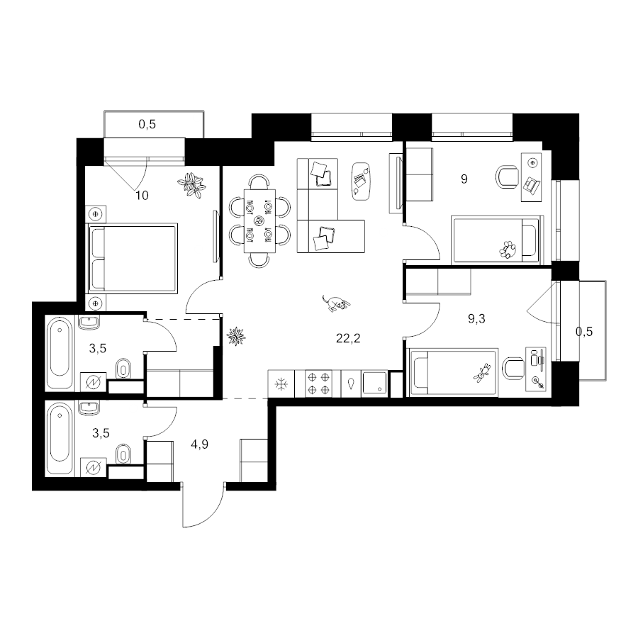 Продажа 3-комн квартиры в новостройке Москва г., Ильменский проезд,  к. 1.1.1