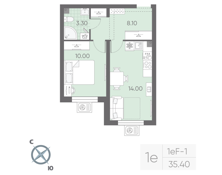 Продажа 1-комн квартиры в новостройке Санкт-Петербург г., Пискаревский пр-кт,  к. 19