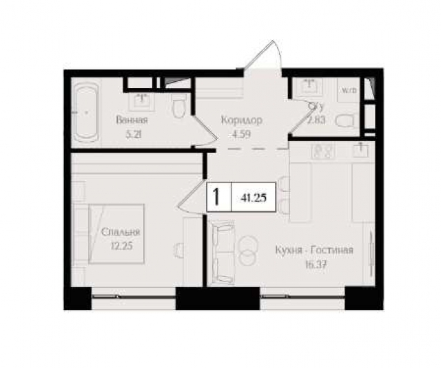 Планировка ЖК Преображенская площадь, 12.25 м2