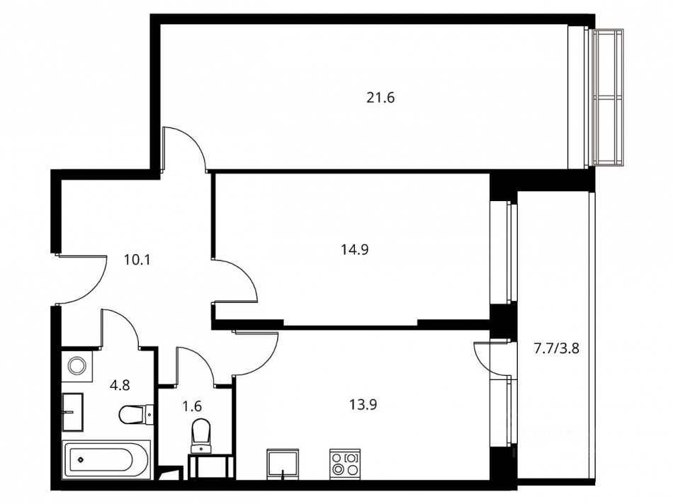 Продажа 2-комн квартиры в новостройке Дальний Воронок, Центральная улица,  д. 69