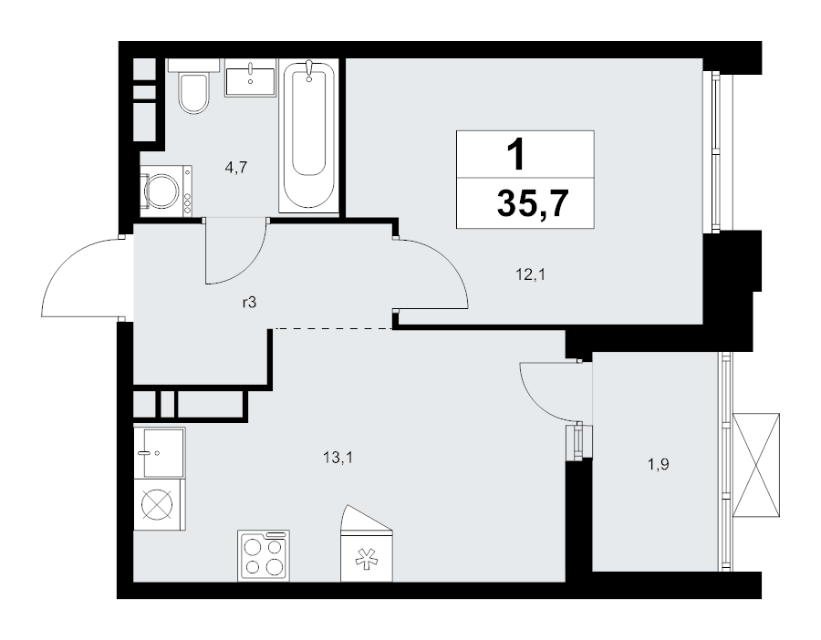 Продажа 1-комн квартиры в новостройке Прокшино д., Проектируемый проезд № 7029,  к. 7.1.4