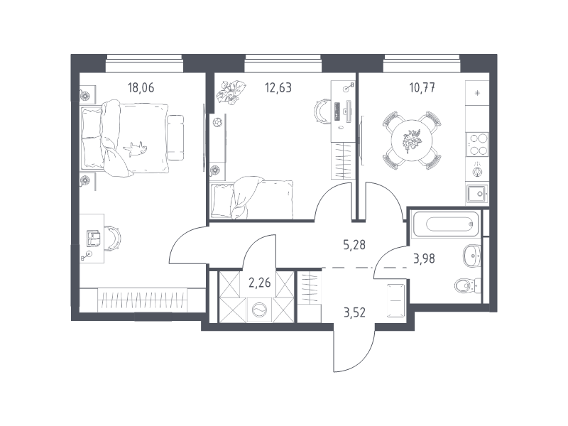 Продажа 2-комн квартиры в новостройке Богданиха д., Красная Слобода ул.,  к. 10.1