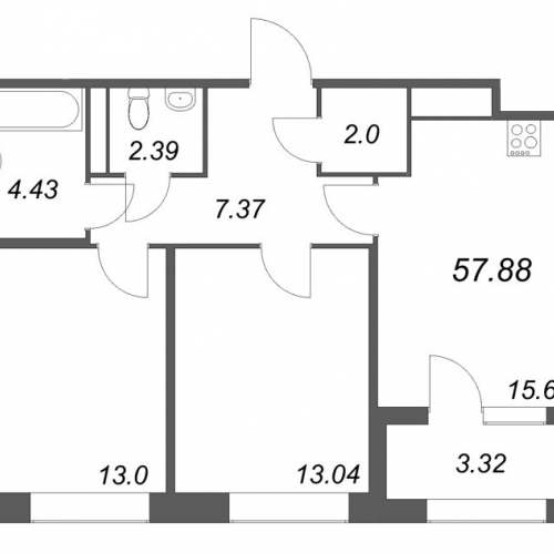 2-комн квартира Санкт-Петербург г., Курская ул.,  к. 1