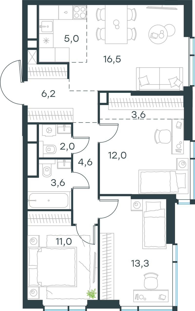 Продажа 3-комн квартиры в новостройке Москва г., Озерная ул.,  к. 13