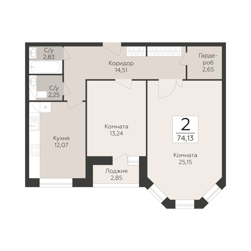 Продажа 2-комн квартиры в новостройке Подольск г., Красногвардейский б-р,  к. 33А
