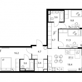 Продажа 3-комн квартиры в новостройке Ильменский пр-д, корп.1.1.7