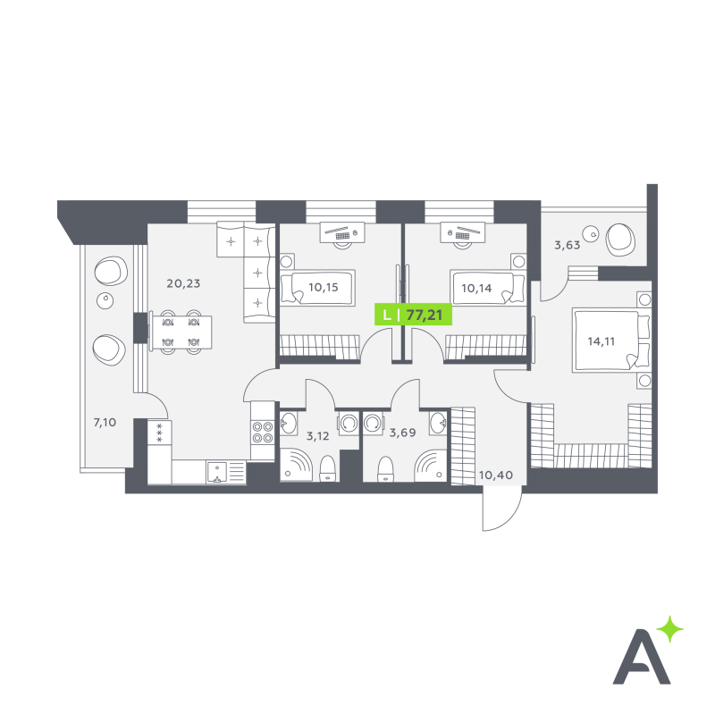 Продажа 3-комн квартиры в новостройке Янино-1 д., Заводская ул.,  к. 1