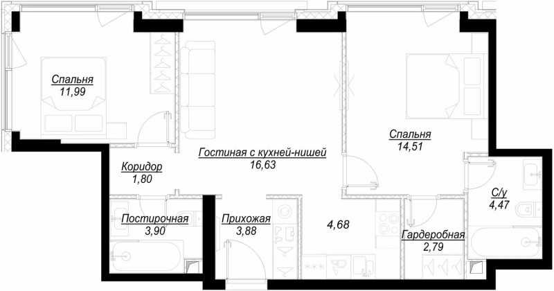 Продажа 2-комн квартиры в новостройке Москва г., 1-й Сетуньский проезд,  к. RiverSide