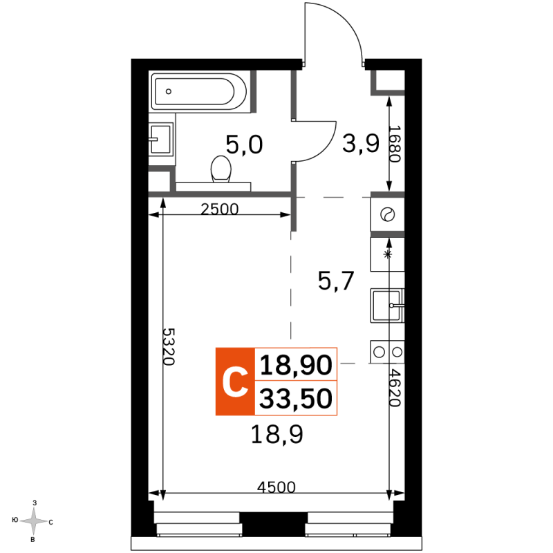 Продажа студии Москва г., Розанова ул.,  к. 4