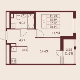 Продажа 1-комн квартиры в новостройке Мурино, ул Шоссе в Лаврики,  д. 49
