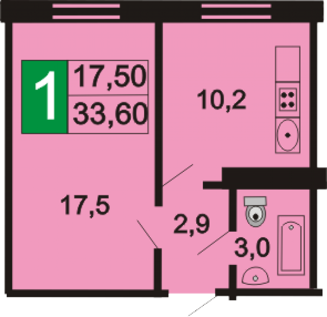 Планировка ЖК Борисоглебское, 17.5 м2