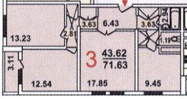 Планировка ЖК Скандинавия, 43.62 м2