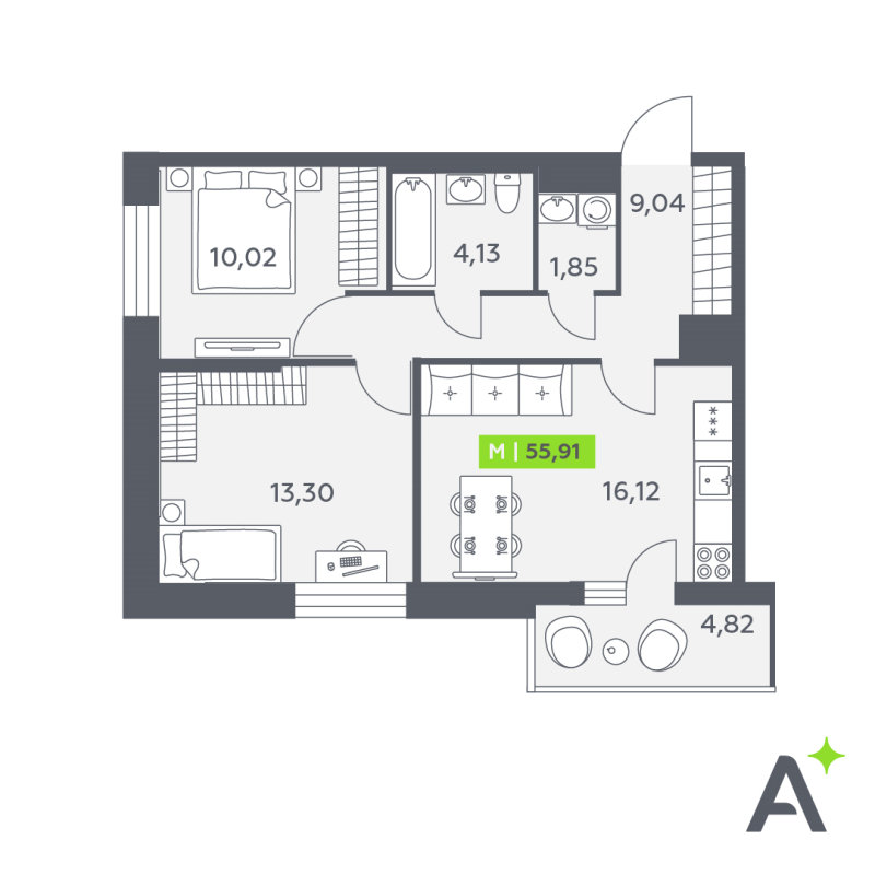 Продажа 2-комн квартиры в новостройке Янино-1 д., Заводская ул.,  к. 1