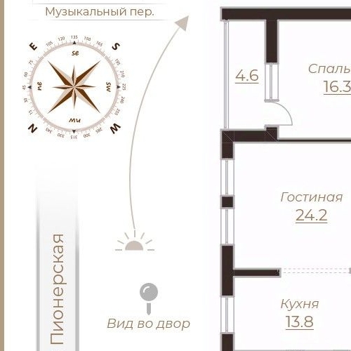 3-комн квартира Пионерская улица, 16