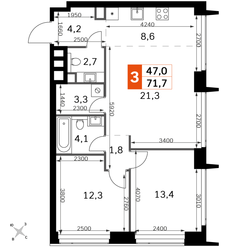 Продажа 2-комн квартиры в новостройке Москва г., Розанова ул.,  к. 5