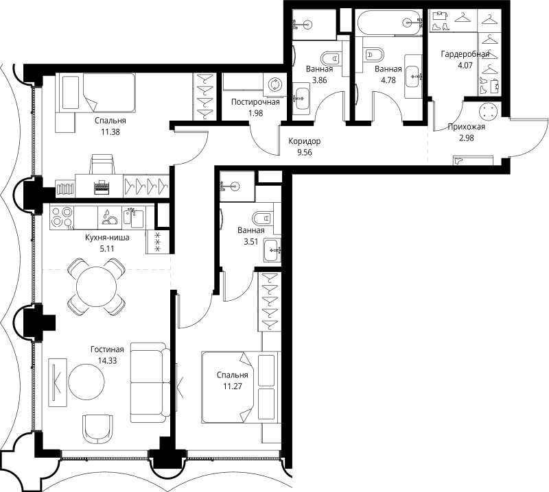 Продажа 2-комн квартиры в новостройке Москва г., Мира пр-кт,  к. 1