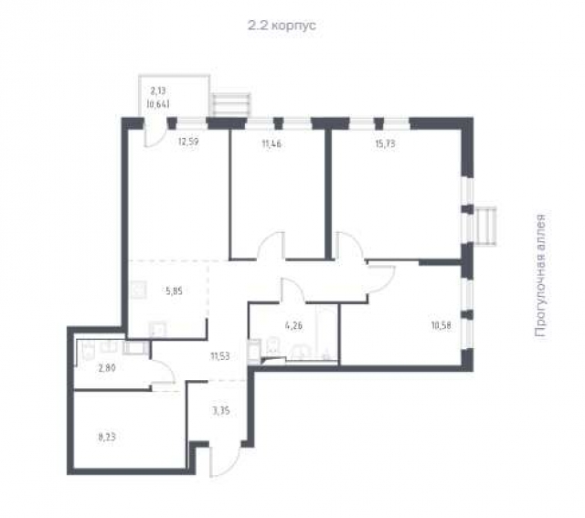 Планировка ЖК Горки парк, 46 м2