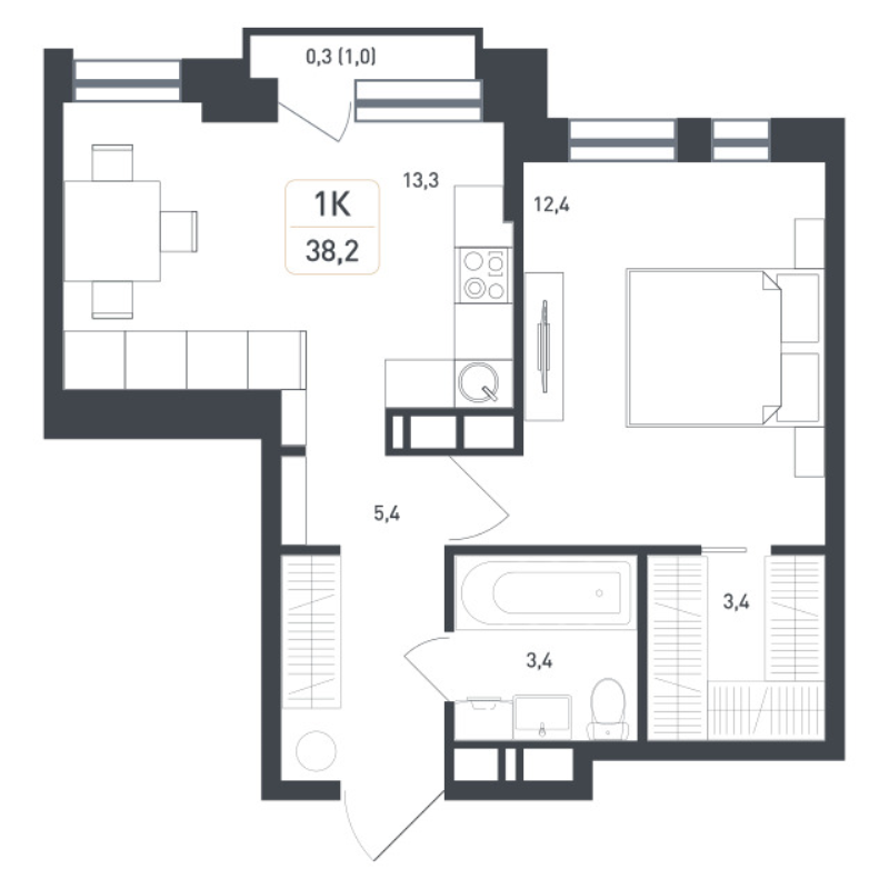 Продажа 1-комн квартиры в новостройке Борисовка д., Полевая ул.,  к. 18