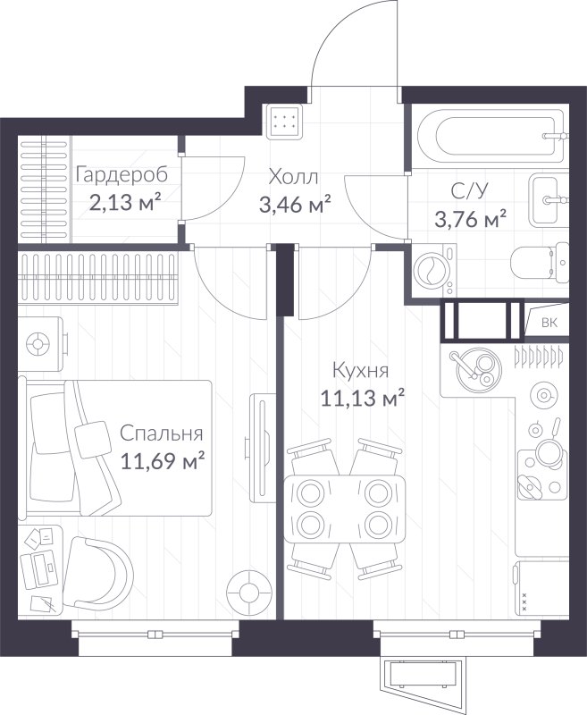 Продажа 1-комн квартиры в новостройке Сертолово г., Дмитрия Кожемякина ул.,  к. 7