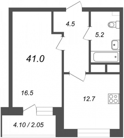 Планировка ЖК Дом на Обручевых, 16.5 м2