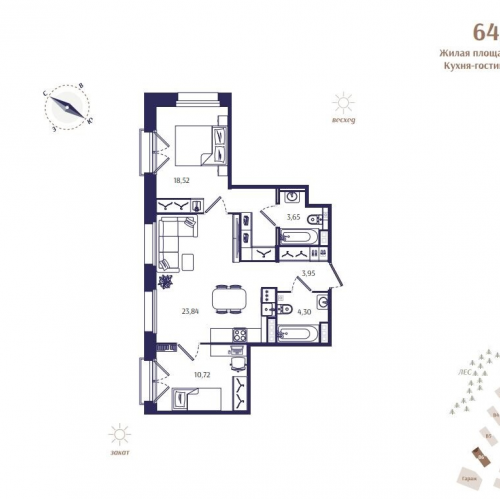 2-комн квартира Зеленогорск г., Кривоносовская ул.,  к. В6
