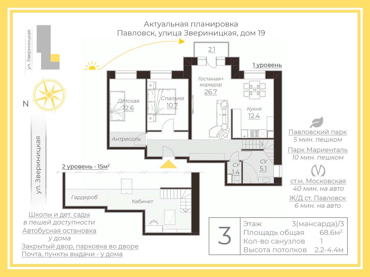 Продажа 3-комн квартиры на вторичном рынке Павловск, Звериницкая улица, 19
