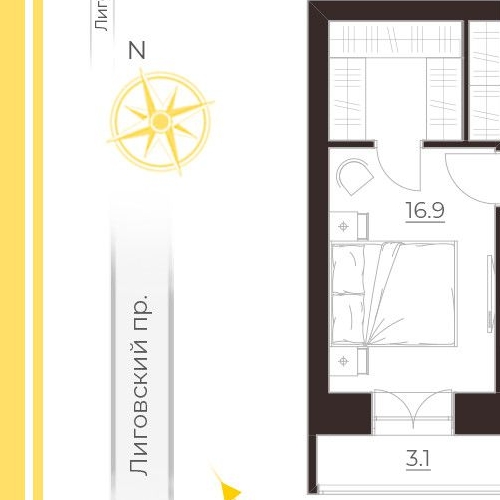 2-комн квартира набережная Обводного Канала, 50