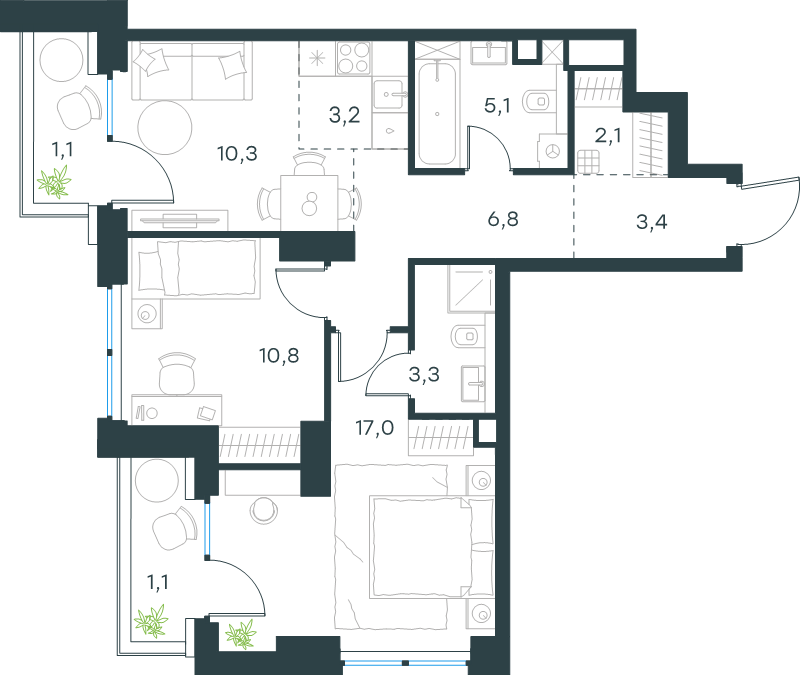 Продажа 3-комн квартиры в новостройке Москва г., 3-й Силикатный проезд,  к. 1