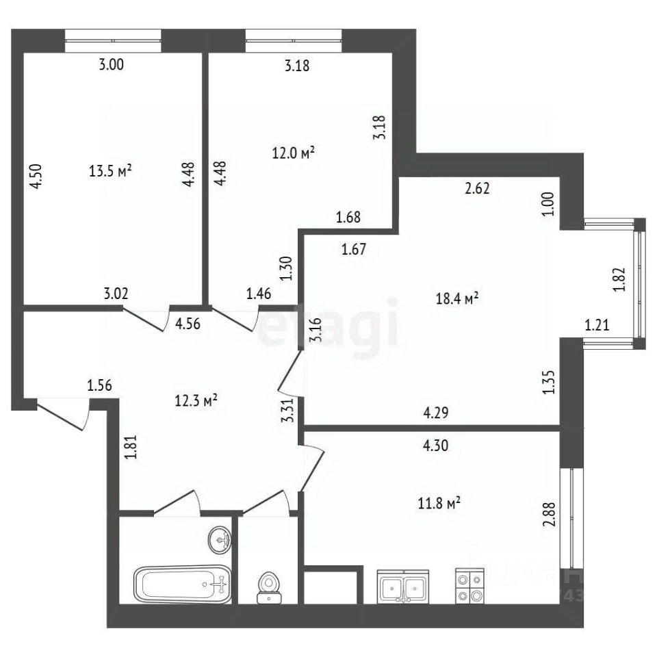 Продажа 3-комн квартиры на вторичном рынке Рыбацкий проспект, 18к2