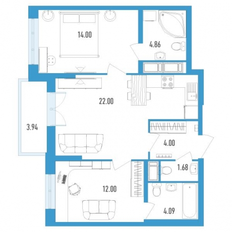 Планировка ЖК Колумб, 26 м2