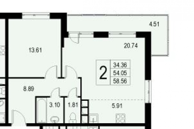 Планировка ЖК Люблинский, 34.36 м2