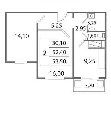 Планировка ЖК Янинский, 30.1 м2