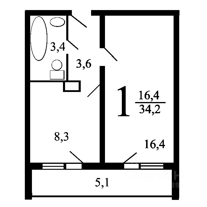 Аренда 1-комн квартиры на вторичном рынке Симферопольский бульвар, 24к4