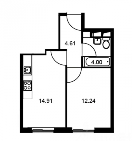 Планировка ЖК Я51, 12.24 м2