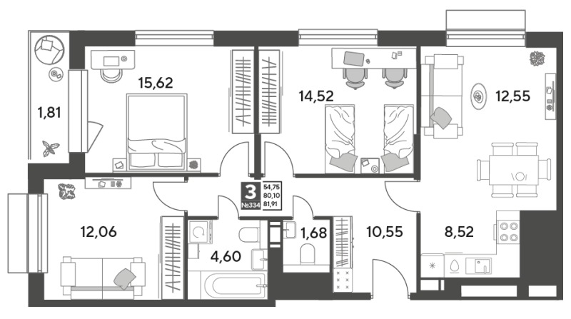 Продажа 3-комн квартиры в новостройке Пушкино г., Зелёная Роща ул.,  к. 12