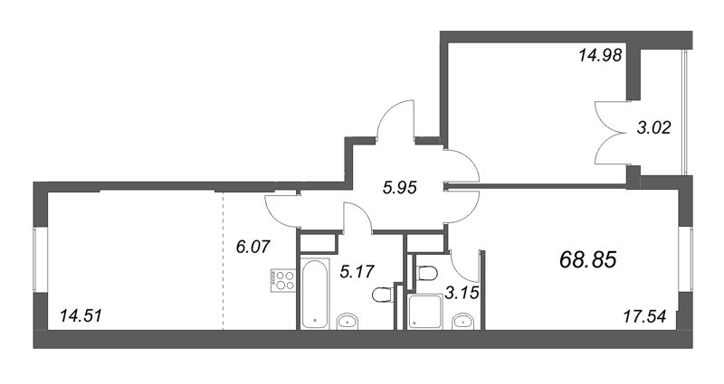 Продажа 2-комн квартиры в новостройке Санкт-Петербург г., Октябрьская наб.,  к. 6
