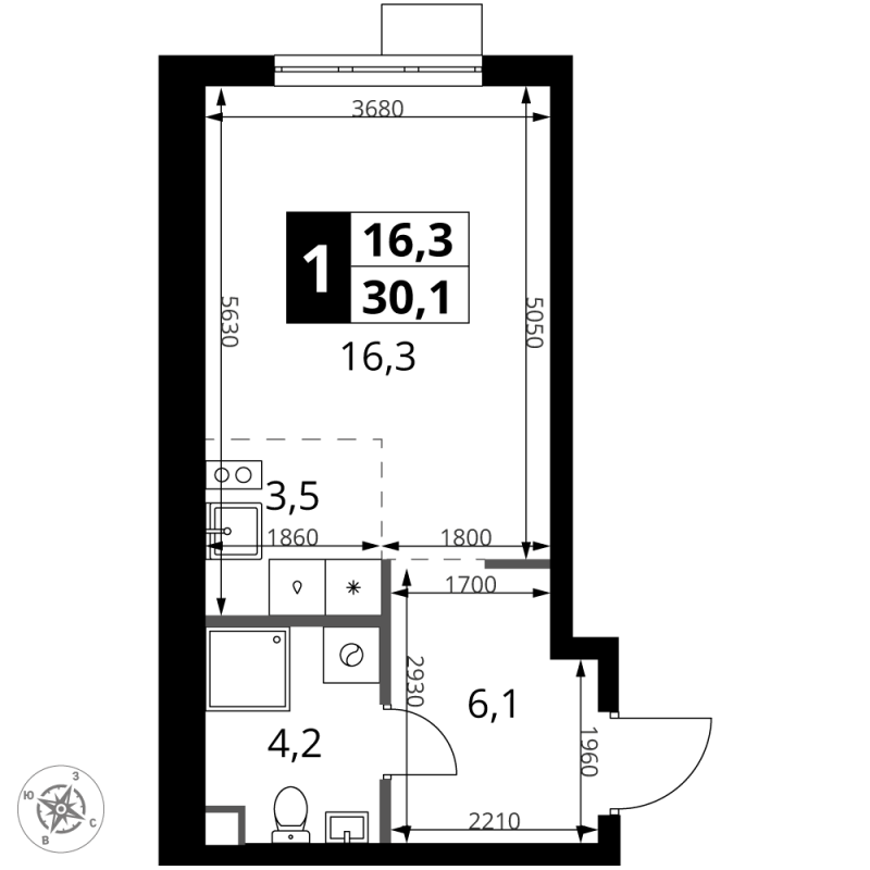 Продажа студии Мосрентген пос., Проектируемый проезд № 7502,  к. 1