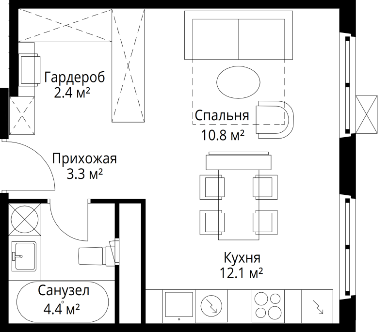 Продажа студии Сапроново д., Купелинка мкр.,  к. Нестеров